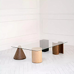 Дизайнерский журнальный стол с прозрачной столешницей и ножками в форме геометрических фигур Pytusin варинант исполнения - 1 | Loft Concept в Перми