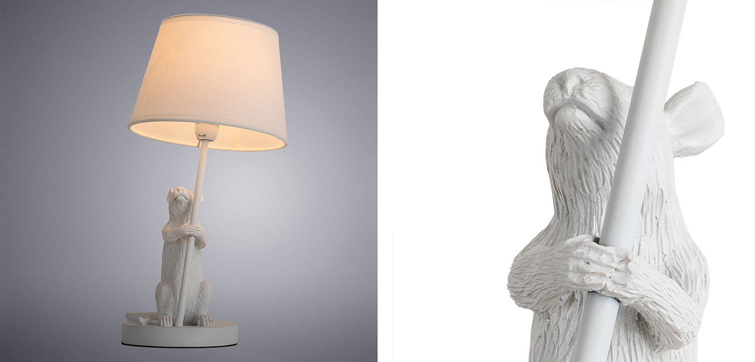 Настольная лампа White Mouse holding a lamp Настольная лампа White Mouse holding a lamp - Loft-Concept в Перми