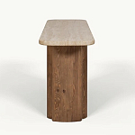 Консоль с овальной столешницей и фактурным деревянным основанием Enzo варинант исполнения - 1 | Loft Concept в Перми