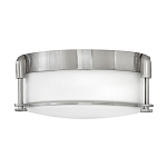 Потолочный светильник для ванных комнат цвета никель с плафоном из опалового стекла и декоративными держателями Hinkley варинант исполнения - 1 | Loft Concept в Перми