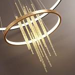 Люстра подвесная с 2-мя круглыми подвесами в черном и золотистом цвете и вертикальными подвесками Ring Horizontal варинант исполнения - 3 | Loft Concept в Перми