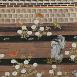 Обои ручная роспись The Art of Learning and Steps for the Flowers by Teo Yang Special Colourway on purple painted Xuan paper варинант исполнения - 2 | Loft Concept в Перми