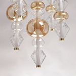 Люстра с плафонами из прозрачного и янтарного стекла в виде шаров и ромбов Gabriel Scott Luna варинант исполнения - 10 | Loft Concept в Перми