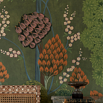 Обои ручная роспись Malwa Original colourway on Olive tobacco варинант исполнения - 2 | Loft Concept в Перми