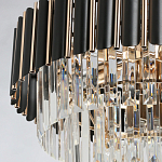 Люстра из черного металла с многоярусными подвесками из прозрачного хрусталя на золотой цепи Empire Black Chandelier Crystal варинант исполнения - 5 | Loft Concept в Перми