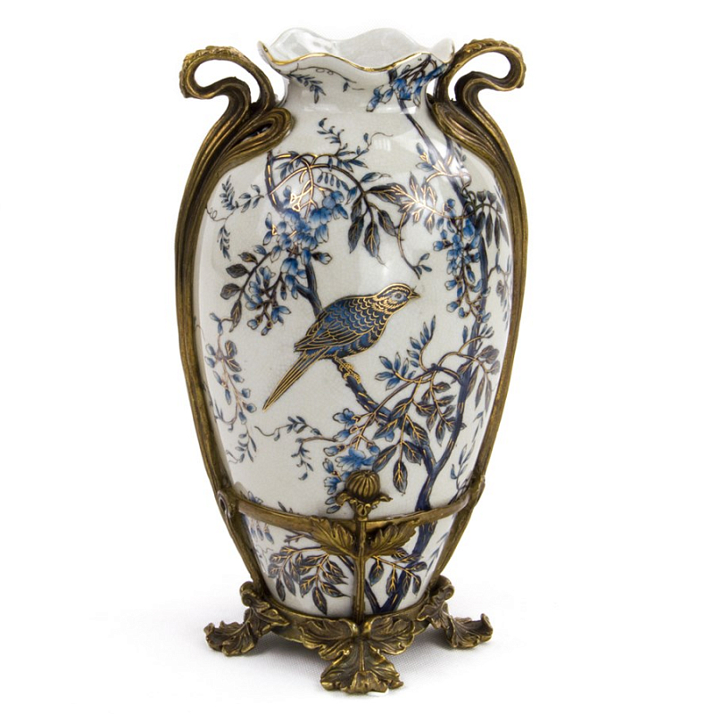 Ваза Blue and Bronze Bird Белый Бронза Синий Ваза Blue and Bronze Bird Белый Бронза Синий в Перми | Loft Concept