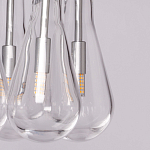 Люстра с 7-ю прозрачными плафонами из стекла в форме капли на круглом потолочном основании цвета хром Lucid Rain  варинант исполнения - 8 | Loft Concept в Перми