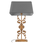 Настольная лампа на ажурном чугунном основании с серым абажуром Openwork Lamp варинант исполнения - 3 | Loft Concept в Перми