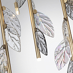Люстра с золотистыми трубками и прозрачными стеклянными листьями на подвесах Sylva  варинант исполнения - 7 | Loft Concept в Перми