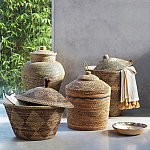 Корзина с крышкой из плетеного ротанга Jumaane Wicker Basket варинант исполнения - 3 | Loft Concept в Перми