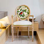 Стул с подлокотниками золотистый из бука с изображением птиц и цветов Blooming Red Birds варинант исполнения - 3 | Loft Concept в Перми