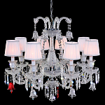 Люстра с 8-ю белыми текстильными абажурами и хрустальными подвесками Lustre Reverie варинант исполнения - 1 | Loft Concept в Перми