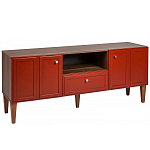 ТВ-тумба красная из массива бука с 2-мя дверками и ящиком Wenge Light варинант исполнения - 1 | Loft Concept в Перми