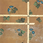 Обои ручная роспись Morning Glory Original colourway on gold metallic silk варинант исполнения - 2 | Loft Concept в Перми