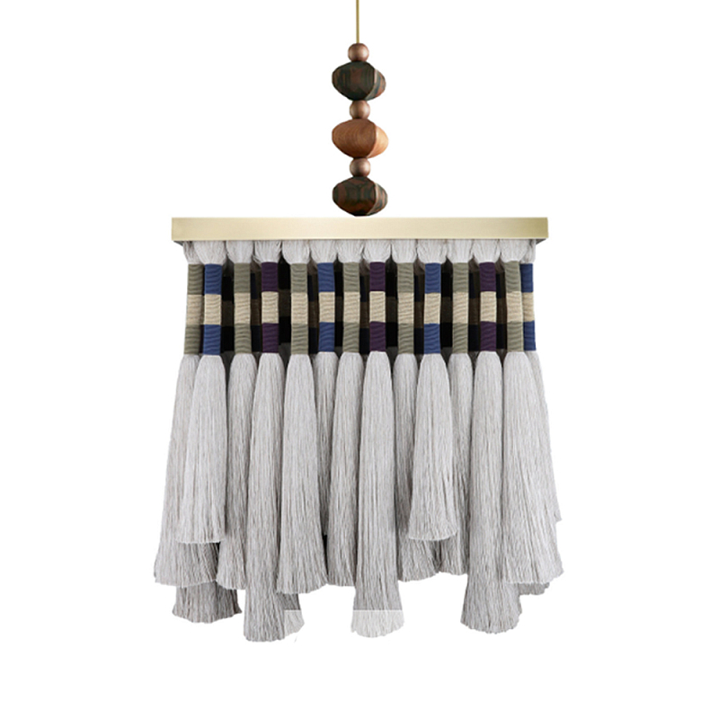 Люстра квадратная плетеная с бахромой Wicker Square Chandelier with Tassels Мульти Люстра квадратная плетеная с бахромой Wicker Square Chandelier with Tassels Мульти в Перми | Loft Concept