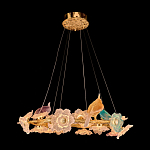 Люстра круглая на золотом каркасе с птичками и цветочным декором Miscellaneous herbs варинант исполнения - 1 | Loft Concept в Перми