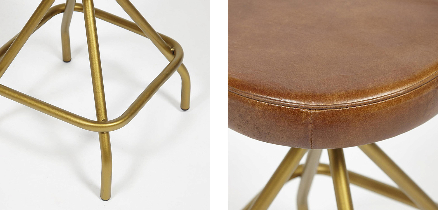 Стул из кожи буйвола Industrial leather stool Стул из кожи буйвола Industrial leather stool - Loft-Concept в Перми