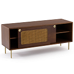 ТВ-тумба из ореха с плетеным декором Eland Wooden Wicker TV Stand варинант исполнения - 2 | Loft Concept в Перми