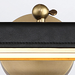 Светильник для картин цвет винтажная латунь с прямоугольным плафоном из кожи черного цвета Alora варинант исполнения - 5 | Loft Concept в Перми