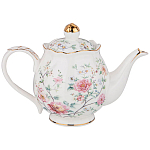 Чайник из фарфора белый с цветочным принтом Flower Porcelain Collection варинант исполнения - 1 | Loft Concept в Перми