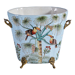 Кашпо из голубого фарфора с бронзовыми элементами Blue Garden варинант исполнения - 1 | Loft Concept в Перми