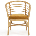 Кресло из ротанга с сиденьем из велюра Vini Rattan Armchair варинант исполнения - 2 | Loft Concept в Перми