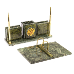 Настольный письменный набор из змеевика с гербом России Successful Leader варинант исполнения - 3 | Loft Concept в Перми