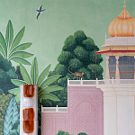 Обои ручная роспись Mahal Garden Original colourway on blue painted Xuan paper варинант исполнения - 3 | Loft Concept в Перми