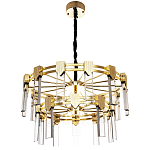 Двухъярусная люстра с прямоугольными хрустальными плафонами Glass Rectangles Gold Chandelier 76 варинант исполнения - 2 | Loft Concept в Перми