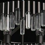 Люстра круглая из матового черного металла с подвесками из прозрачных стеклянных трубок Noir Tubes варинант исполнения - 8 | Loft Concept в Перми