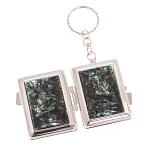 Зеркало брелок складное двухстороннее из натурального камня Серафинит Stone Mirrors варинант исполнения - 2 | Loft Concept в Перми