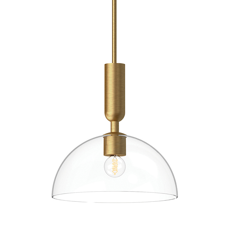 Подвесной светильник с прозрачным полусферическим стеклянным плафоном Alora Mood  Прозрачное Стекло Золотой в Перми | Loft Concept 