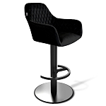 Барный стул вращающийся со спинкой и подлокотниками Douglas Rhombus Черный Велюр варинант исполнения - 1 | Loft Concept в Перми