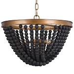 Люстра с подвесками в виде круглых деревянных черных бусин Black Wooden Beads Chandelier варинант исполнения - 1 | Loft Concept в Перми