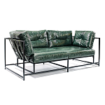 Диван Лофт Натуральная Винтажная кожа Зеленый Two Seat Encounter Leather Sofa варинант исполнения - 2 | Loft Concept в Перми