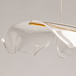 Люстра линейная с 3-мя белыми волнистыми плафонами Wave Line варинант исполнения - 8 | Loft Concept в Перми