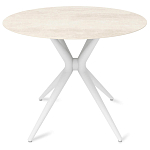 Стол обеденный с круглой столешницей из керамики на четырех белых ножках Sand Ceramics варинант исполнения - 1 | Loft Concept в Перми