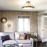 Потолочный светильник цвета латунь с плоским круглым плафоном Hinkley варинант исполнения - 2 | Loft Concept в Перми