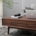 Кофейный стол из массива дерева с выдвижными ящиками Coffee Walnut Table варинант исполнения - 5 | Loft Concept в Перми