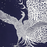 Обои ручная роспись в стиле Арт-деко Whistler Peacocks Special Colourway on Empire Blue dyed silk варинант исполнения - 2 | Loft Concept в Перми