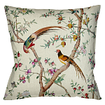 Подушка декоративная с изображением птиц в саду Beige Chinoiserie Birds in the Peach Orchard Cushion варинант исполнения - 1 | Loft Concept в Перми
