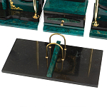 Настольный письменный набор из змеевика тёмно-зелёного цвета с декором в виде орла Successful Leader варинант исполнения - 4 | Loft Concept в Перми