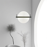 Светодиодный подвесной светильник круглой формы с металлическим черным каркасом Marble Glow варинант исполнения - 5 | Loft Concept в Перми