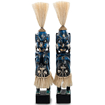 Комплект из 2-х деревянных статуэток Asmat Straw Headdress Statuettes Dark Blue варинант исполнения - 4 | Loft Concept в Перми