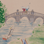 Обои ручная роспись Promenade Special Colourway on pink painted Xuan paper варинант исполнения - 1 | Loft Concept в Перми