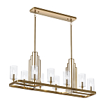 Люстра прямоугольная цвета латунь с прозрачными рифлеными цилиндрическими плафонами Kichler варинант исполнения - 2 | Loft Concept в Перми