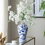 Ваза с бело-синей росписью и изображением цветов Blue & White Ornament варинант исполнения - 4 | Loft Concept в Перми