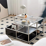 Дизайнерский журнальный стол квадратный с полками Akydy варинант исполнения - 1 | Loft Concept в Перми