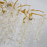 Люстра подвесная с золотистыми ветками и стеклянными подвесками в виде листьев Длина 80 см FAIRYTREE Light варинант исполнения - 5 | Loft Concept в Перми