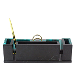 Настольный письменный набор из змеевика с часами и календарницей Successful Leader варинант исполнения - 3 | Loft Concept в Перми